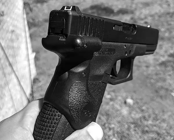 .40 caliber glock with laser sight rear view