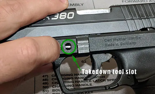 slot to insert disassembly tool
