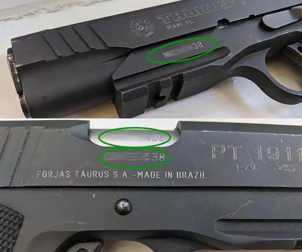 inspecting a new gun serial number location