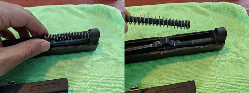 removing recoil spring guide and recoil spring