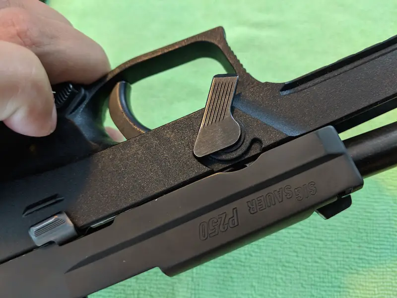sig P250 drop lever rotated in down position