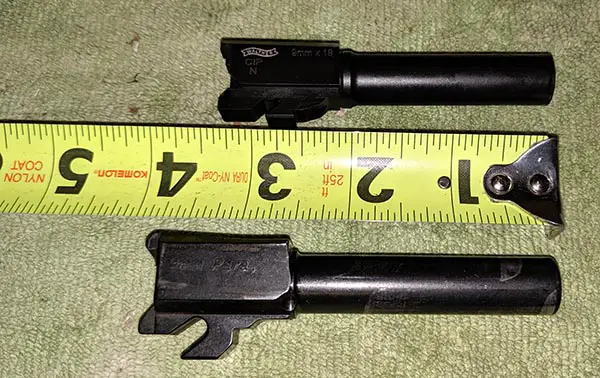 pistol size comparison: compact barrel vs. sub-compact barrel