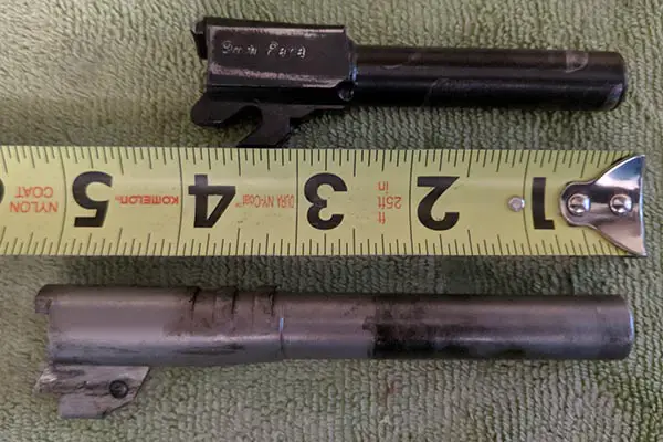 Pistol barrel size comparison: full size vs. compact