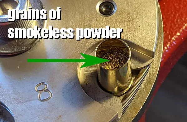 grains of smokeless powder in casing