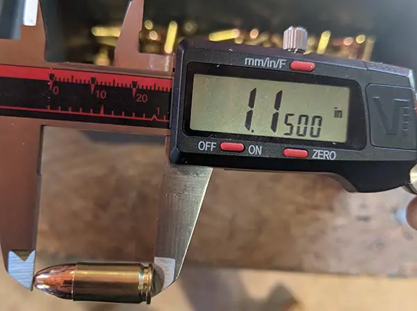 measuring oal of 9mm round
