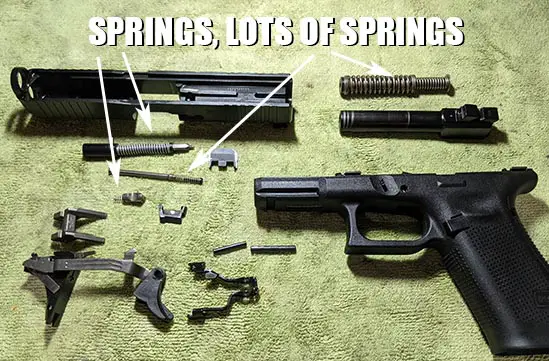 recoil spring, firing pin spring, and other springs that can wear out and cause a jam