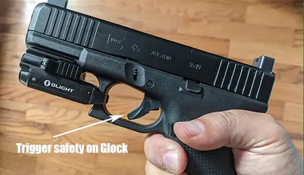 where is the trigger safety on a Glock handgun