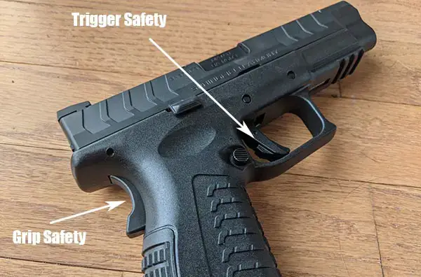 location of grip safety and back of trigger safety for XDM pistol