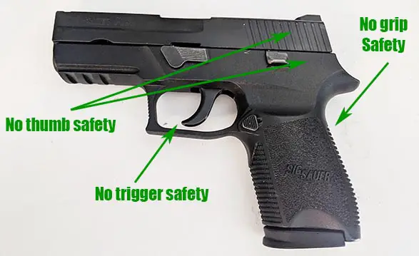 handgun with no external safeties