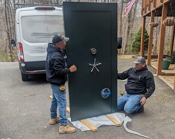 how to build agun safe room - vault door install