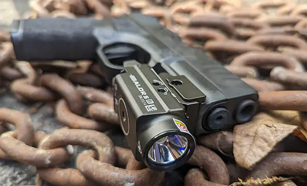 Olight Baldr S BL on Hellcat Pro handgun - compact light and laser combo