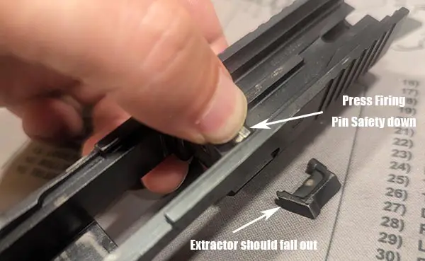 how to take apart Glock - firing pin safety and extractor removal