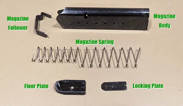 Parts of a pistol magazine